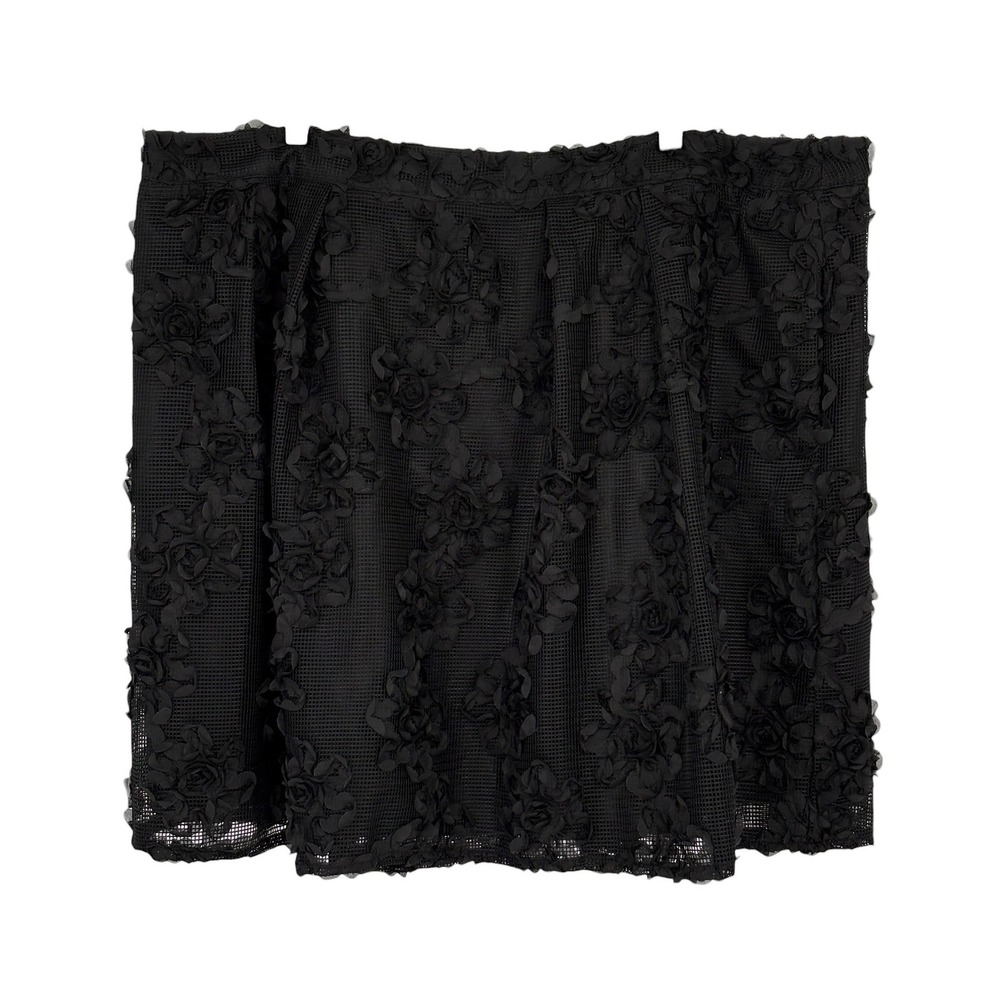 Worthington Mini Skirt Black 3D Floral Rosette Mesh Plus Size 24W